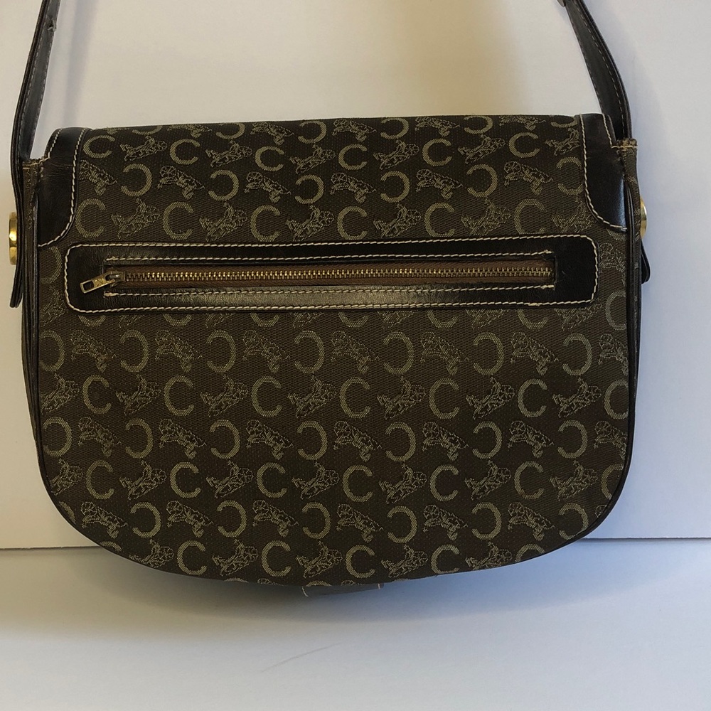 Designer-Style Brown Monogram Crossbody Bag from Celine Vintage Brown Handbag - Picture 6 of 14